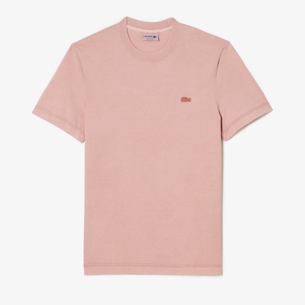 Lacoste Men’s Organic Cotton Natural Dye Tonal T-Shirt Pink Sz 6 XL Regular Fit